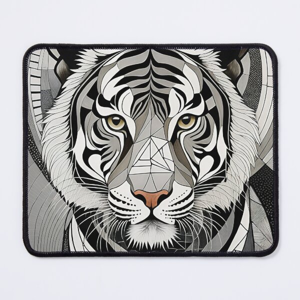 Item preview, Tiger Cub Black & White Abstract Vintage Zentangle Art designed and sold by Witty Shirts.