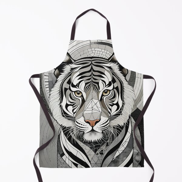 Item preview, Tiger Cub Black & White Abstract Vintage Zentangle Art designed and sold by Witty Shirts.