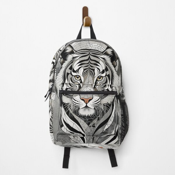 Item preview, Tiger Cub Black & White Abstract Vintage Zentangle Art designed and sold by Witty Shirts.