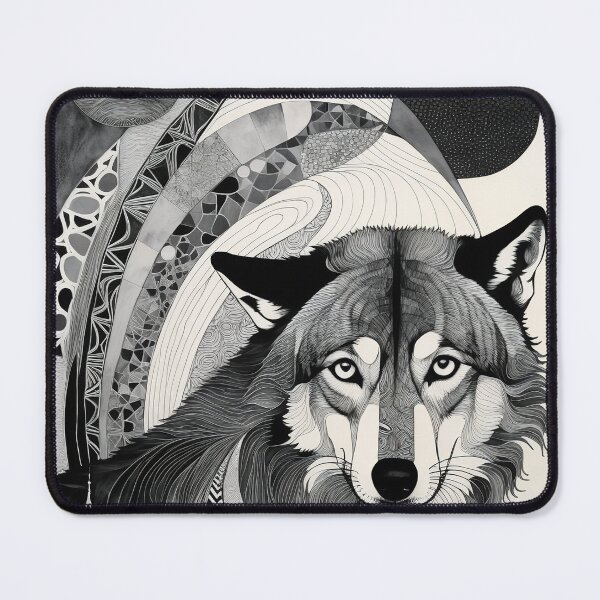 Item preview, Wolf Black & White Abstract Vintage Zentangle Art designed and sold by Witty Shirts.