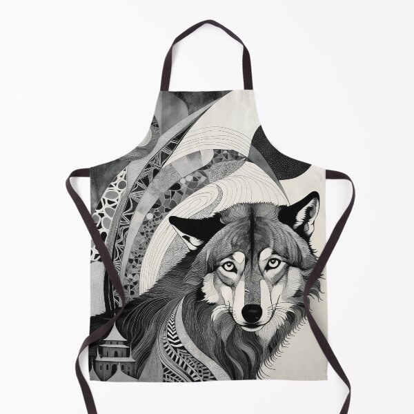 Item preview, Wolf Black & White Abstract Vintage Zentangle Art designed and sold by Witty Shirts.