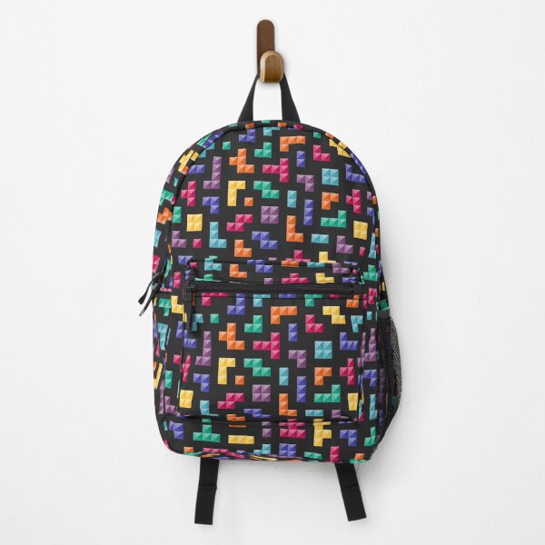 Item preview, Retro colorful 3D Tetris bricks black designed and sold by Dana Du.