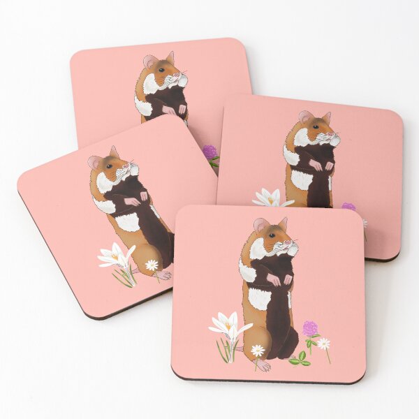 Item preview, European hamster in a flower filled meadow (peach bud) designed and sold by Naty Design Prague.