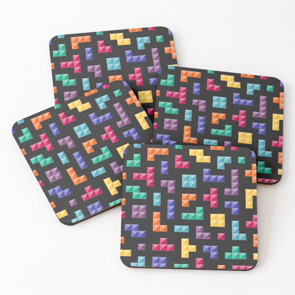 Item preview, Retro colorful 3D Tetris bricks black designed and sold by Dana Du.