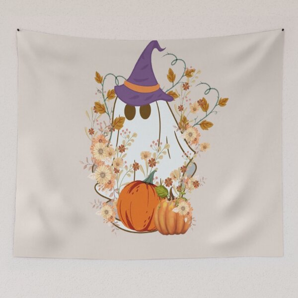 Item preview, Flower Gost,  Halloween Lettering Spooky Halloween kawaii fun design, Vintage Halloween, Kawaii Carved Pumpkin Vibes,Witches Brew And All Things Halloween designed and sold by Adri Barnard.