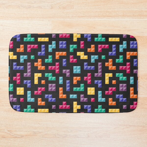Item preview, Retro colorful 3D Tetris bricks black designed and sold by Dana Du.