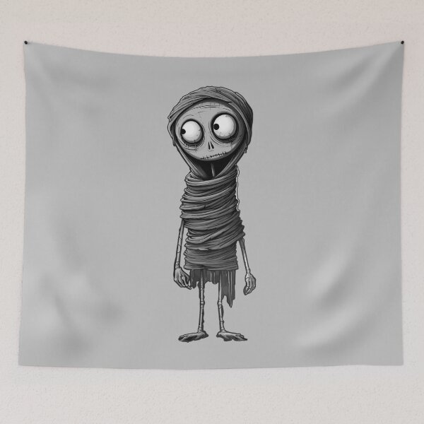 Item preview, Jack Skellington-Inspired Mummy – Grayscale Vintage Halloween Art designed and sold by CroesCreations.