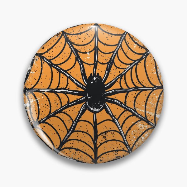 Artikelvorschau, Orangefarbenes Spinnennetz mit gruseliger schwarzer Spinne Halloween Sticker entworfen und verkauft von Liseri.