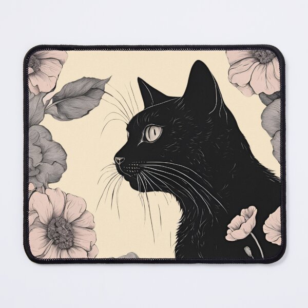 Item preview, Black cat cover with a floral autumn pattern in bright colors. designed and sold by Catophile.