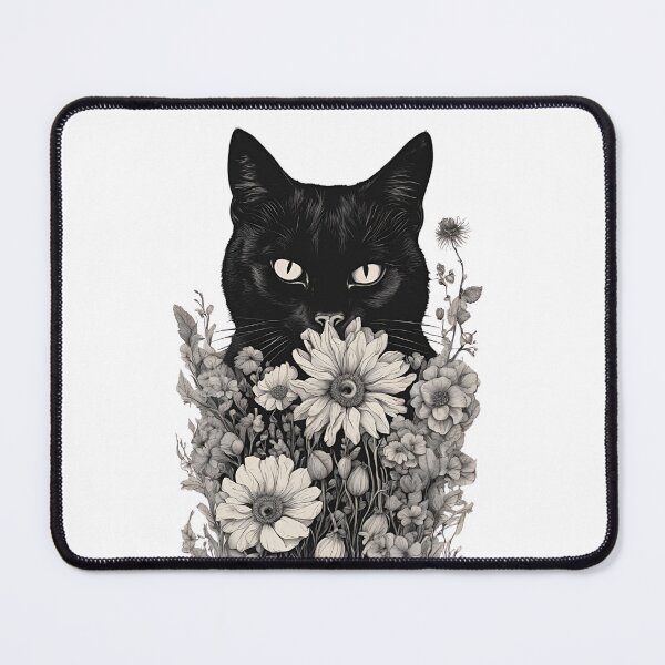 Item preview, Black cat cover with a floral autumn pattern in bright colors. designed and sold by Catophile.