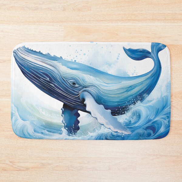 Item preview, An abstract design of the sea and ocean waves that features a blue whale. designed and sold by HEMRO.