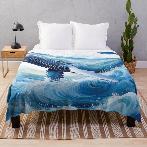 Item preview, An abstract design of the sea and ocean waves that features a blue whale. designed and sold by HEMRO.