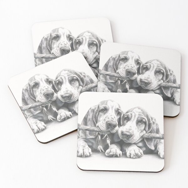 Item preview, Black and white Bloodhound pencil drawing designed and sold by Pencil-Art.