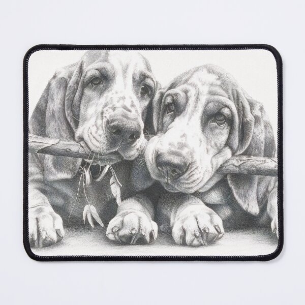 Item preview, Black and white Bloodhound pencil drawing designed and sold by Pencil-Art.