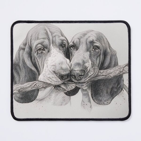 Item preview, Black and white Bloodhound pencil drawing designed and sold by Pencil-Art.