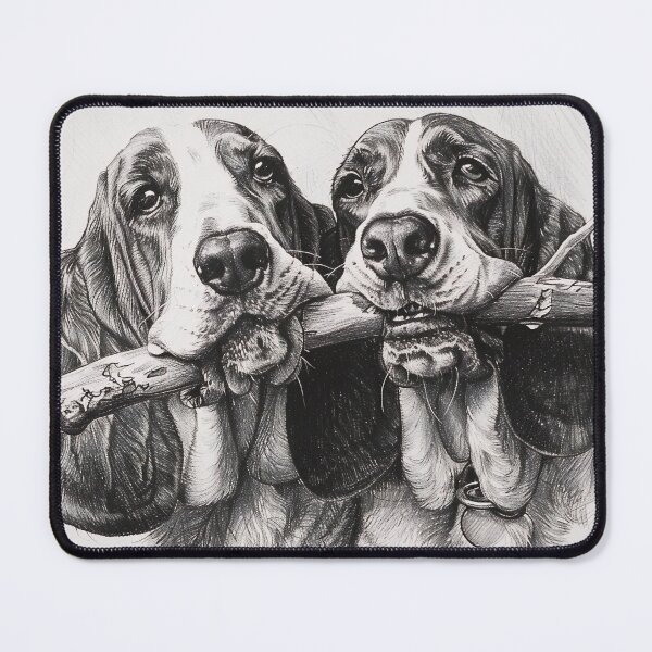 Item preview, Black and white Bloodhound pencil drawing designed and sold by Pencil-Art.