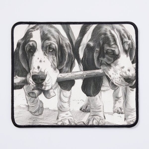 Item preview, Black and white Bloodhound pencil drawing designed and sold by Pencil-Art.