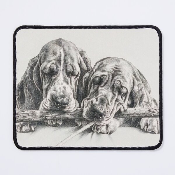 Item preview, Black and white Bloodhound pencil drawing designed and sold by Pencil-Art.