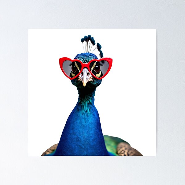Item preview, Funny cool Peacock wearing heart shape sunglasses designed and sold by LazyOwlStore.