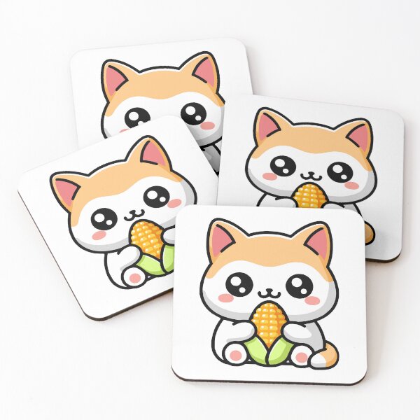Item preview, Cute Kawaii Cat Eating Corn! designed and sold by PMCreative.