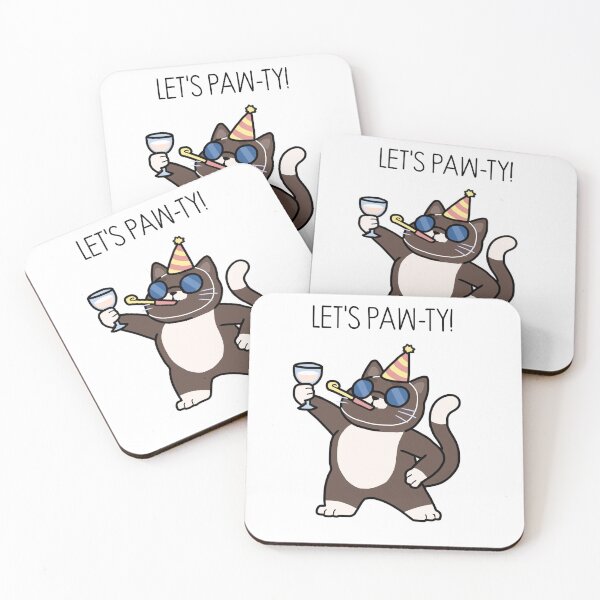 Artikelvorschau, Lass uns Paw-ty machen! Süße alberne Party-Katze Sticker entworfen und verkauft von Rikeshi.
