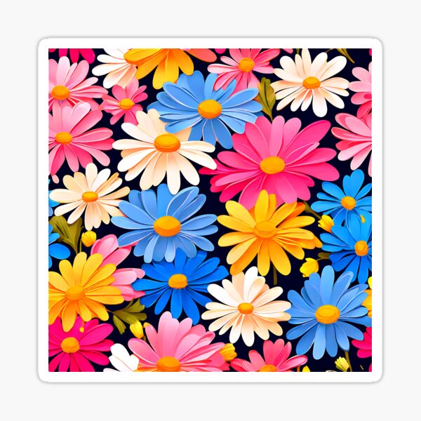 Item preview, A vibrant daisies in pink, yellow, blue designed and sold by Tchoice.