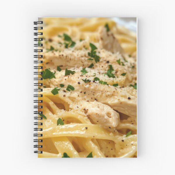 Item preview, Creamy pasta with chicken and herbs prepared in a rustic kitchen on a sunny afternoon. designed and sold by Jerhus.