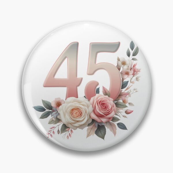 Artikelvorschau, 45. Geburtstag, Blumen, Zahl 45, Mädchen, Frau entworfen und verkauft von iclipart.