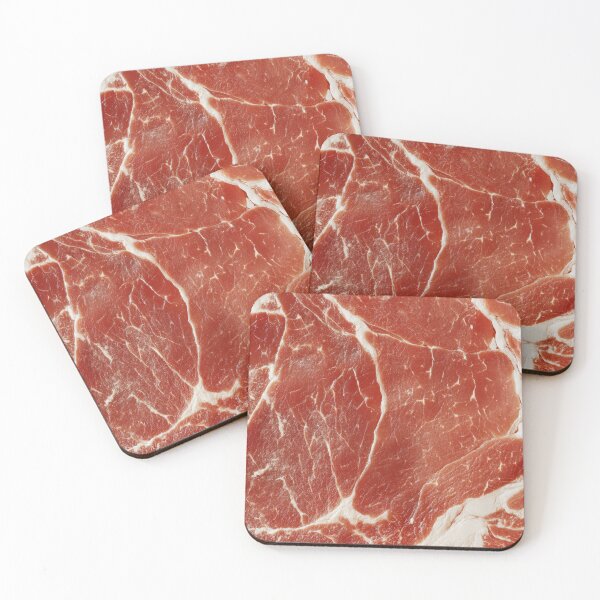 Item preview, Freshly sliced marbled beef, revealing intricate patterns and textures, ideal for culinary preparations and gourmet dishes. designed and sold by Jerhus.