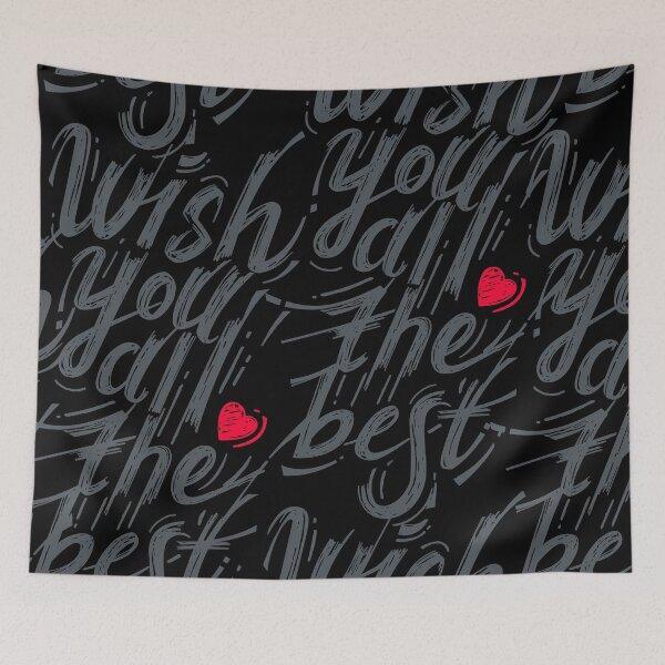 Item preview, Wish You All The Best Gray Color Stylish Hand Written Text in Gray and Red on Black Back designed and sold by Wiggly Lines.