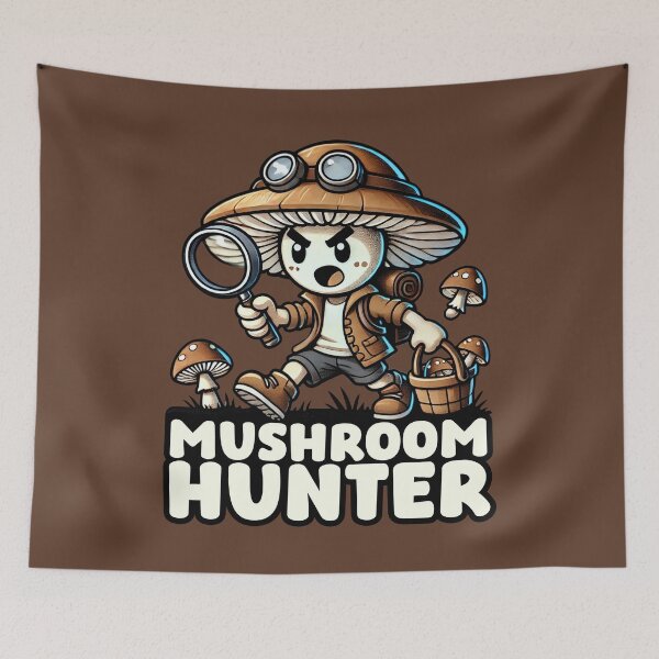 Item preview, Mushroom Hunter Cartoon Character Anime Kawaii Nature Fun designed and sold by Infinitee8hirts.