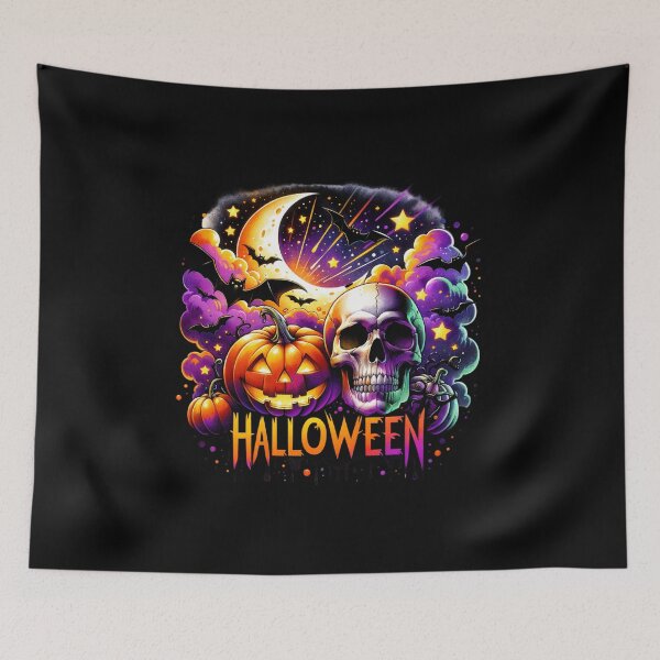 Item preview, Skull & Halloween Pumpkin – Creepy Watercolor Art for T-Shirts, Mugs, Stickers & More designed and sold by artedigital99.