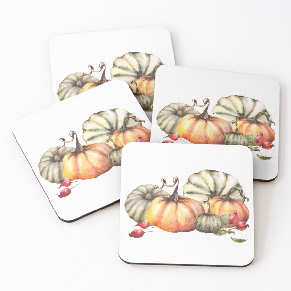 Item preview, Pumpkins, wild rose hip, briar fruits, dog rose. Autumn vegetables harvest. Watercolor Hand painted designed and sold by BartolArt.