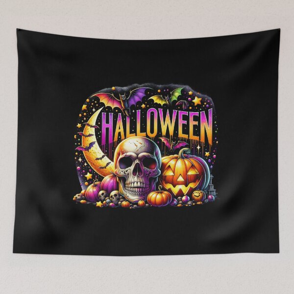 Item preview, Skull & Halloween Pumpkin – Creepy Watercolor Art for T-Shirts, Mugs, Stickers & More designed and sold by artedigital99.