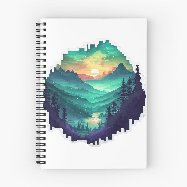 Item preview, Glitch Art Pixel Mountain Sunset Landscape Sticker designed and sold by Liseri.
