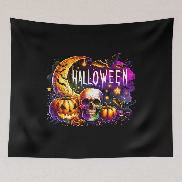 Item preview, Skull & Halloween Pumpkin – Creepy Watercolor Art for T-Shirts, Mugs, Stickers & More designed and sold by artedigital99.