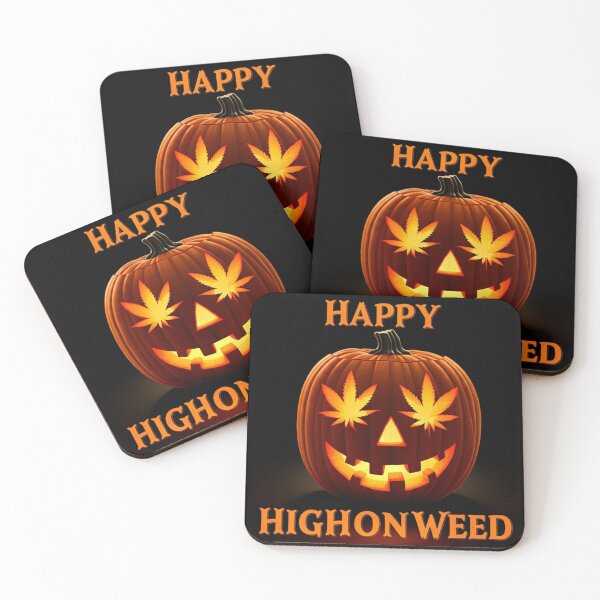 Item preview, Happy HighOnWeed - Halloween Pumpkin Jack-O-Lantern - Pot Leaf Eyes designed and sold by JLEmporium.