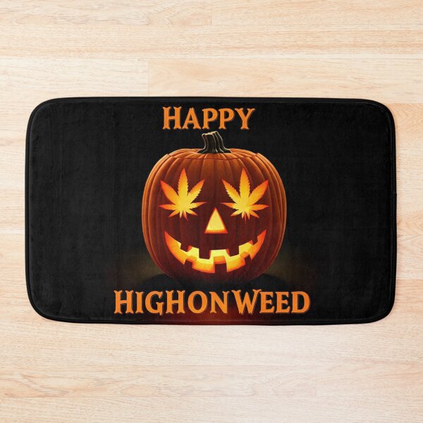 Item preview, Happy HighOnWeed - Halloween Pumpkin Jack-O-Lantern - Pot Leaf Eyes designed and sold by JLEmporium.