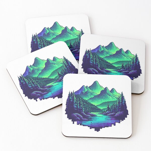 Item preview, Glitch Art Pixel Forest and Mountain Landscape Sticker designed and sold by Liseri.