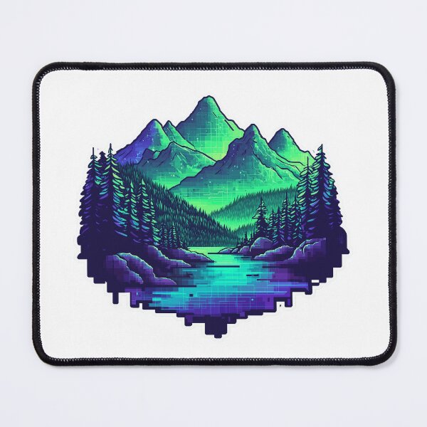 Item preview, Glitch Art Pixel Forest and Mountain Landscape Sticker designed and sold by Liseri.