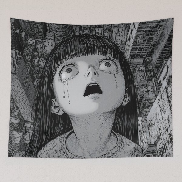 Item preview, Between Sky and Ruin – black and white horror manga anime girl designed and sold by ForsakenFrames.