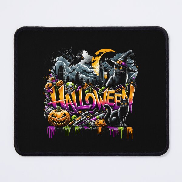 Item preview, Black Cat with Witch Hat & Spooky Pumpkins – Halloween Watercolor Art for T-Shirts, Mugs, Stickers & More designed and sold by artedigital99.