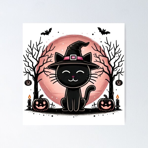 Item preview, Halloween Smiling Witch Kitty designed and sold by HLEDesign.
