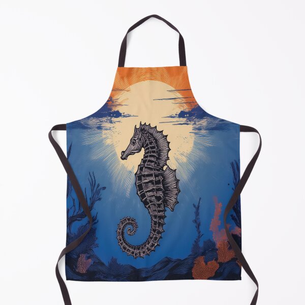 Item preview, Seahorse design with orange sun rising behind it. designed and sold by HEMRO.