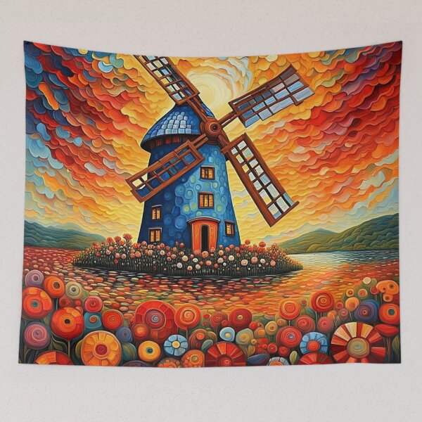 Item preview, Windmill at sunset 3 designed and sold by George Hutton Hunter.