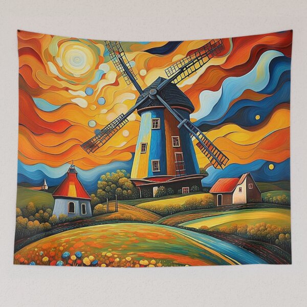 Item preview, Windmill at sunset 10 designed and sold by George Hutton Hunter.
