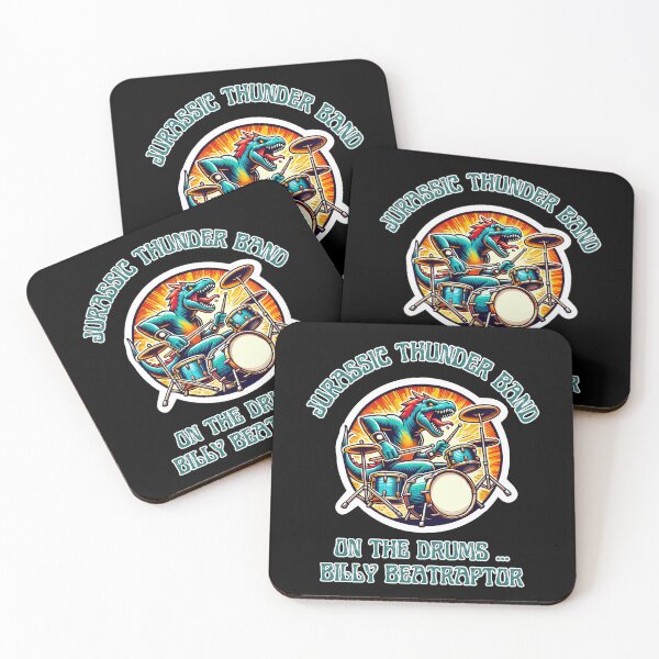 Item preview, Jurassic Thunder Band Drummer Billy Beatraptor T-Shirt designed and sold by Manic Merch Designs.