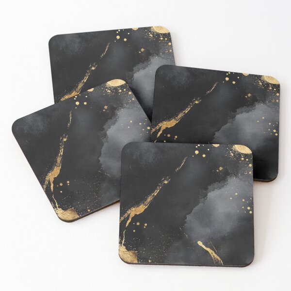 Item preview, Elegant black and gold abstract art featuring shimmering textures and flowing shapes, suitable for modern decor. designed and sold by Jerhus.