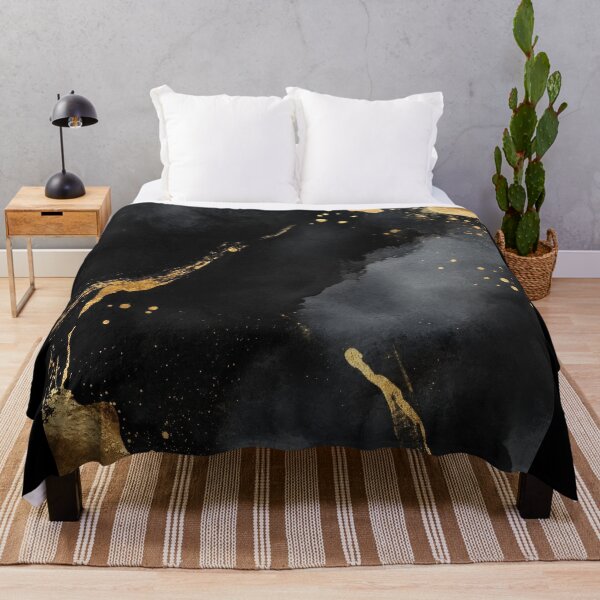 Item preview, Elegant black and gold abstract art featuring shimmering textures and flowing shapes, suitable for modern decor. designed and sold by Jerhus.