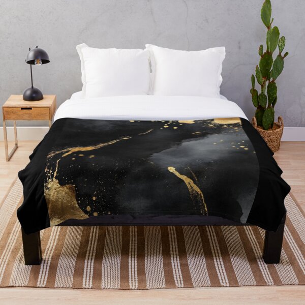 Item preview, Elegant black and gold abstract art featuring shimmering textures and flowing shapes, suitable for modern decor. designed and sold by Jerhus.